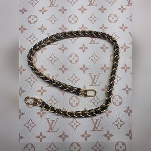Louis Vuittion On The Go East West Black and Gold Braided Chain Strap